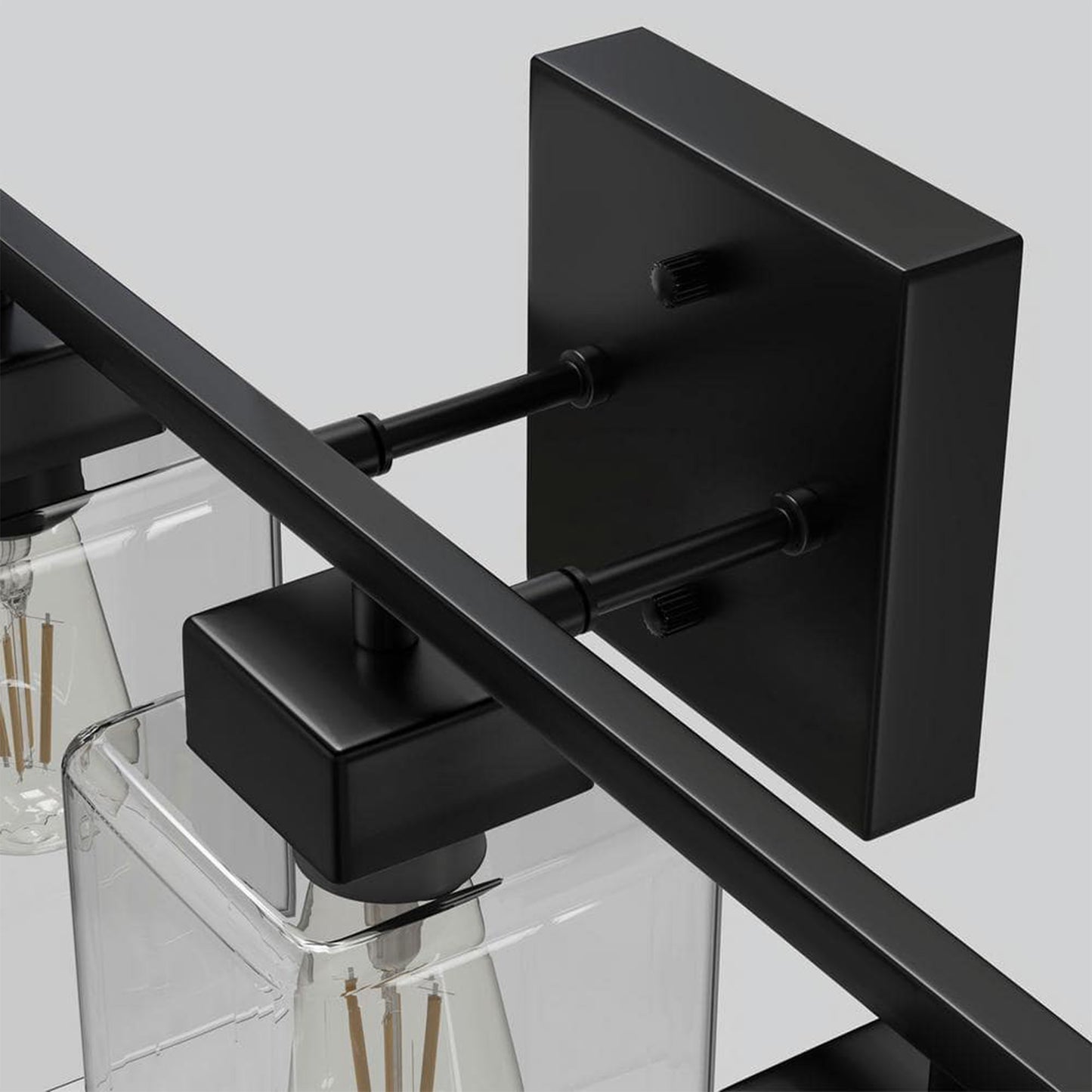 YANSUN 16 in. 3-Light Modern Vanity Light Matte Black with Clear Glass Perfect for Vanity Powder Room Dressing Room