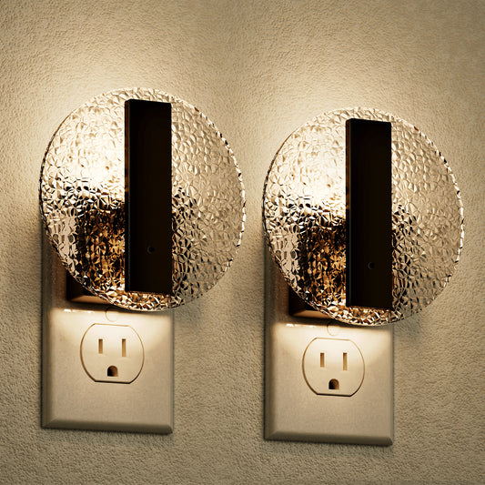 YANSUN 2-Pack Plug in Dusk to Dawn Night Light 1W Dimmable 3000K Black Acrylic Crystal Style Night Lamp
