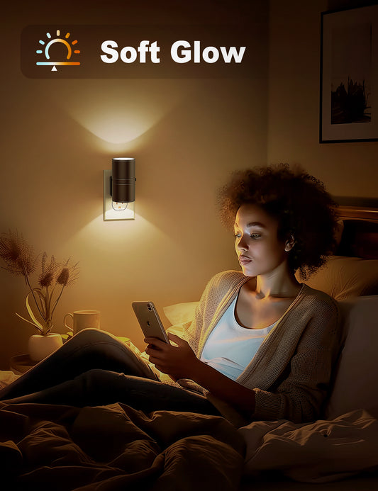 YANSUN 1-Watt Integrated LED Plug-In Night Light, Warm 3000K, Dimmable, Light Sensor, 4-Pack