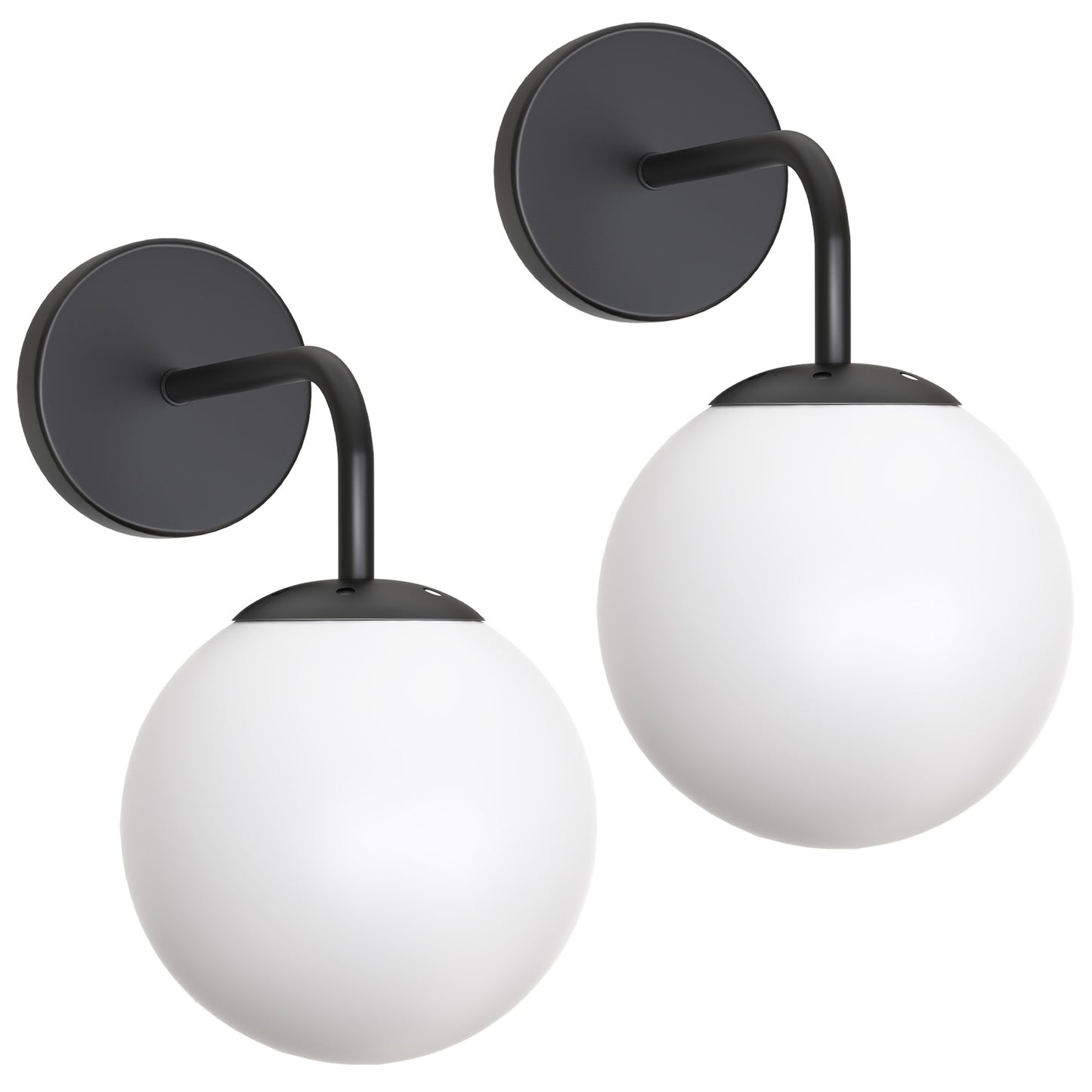 YANSUN 1-Light Modern Black Wall Sconce, E26 Socket Decorative Indoor Wall Light, Minimalist Globe-Shaped Fixture