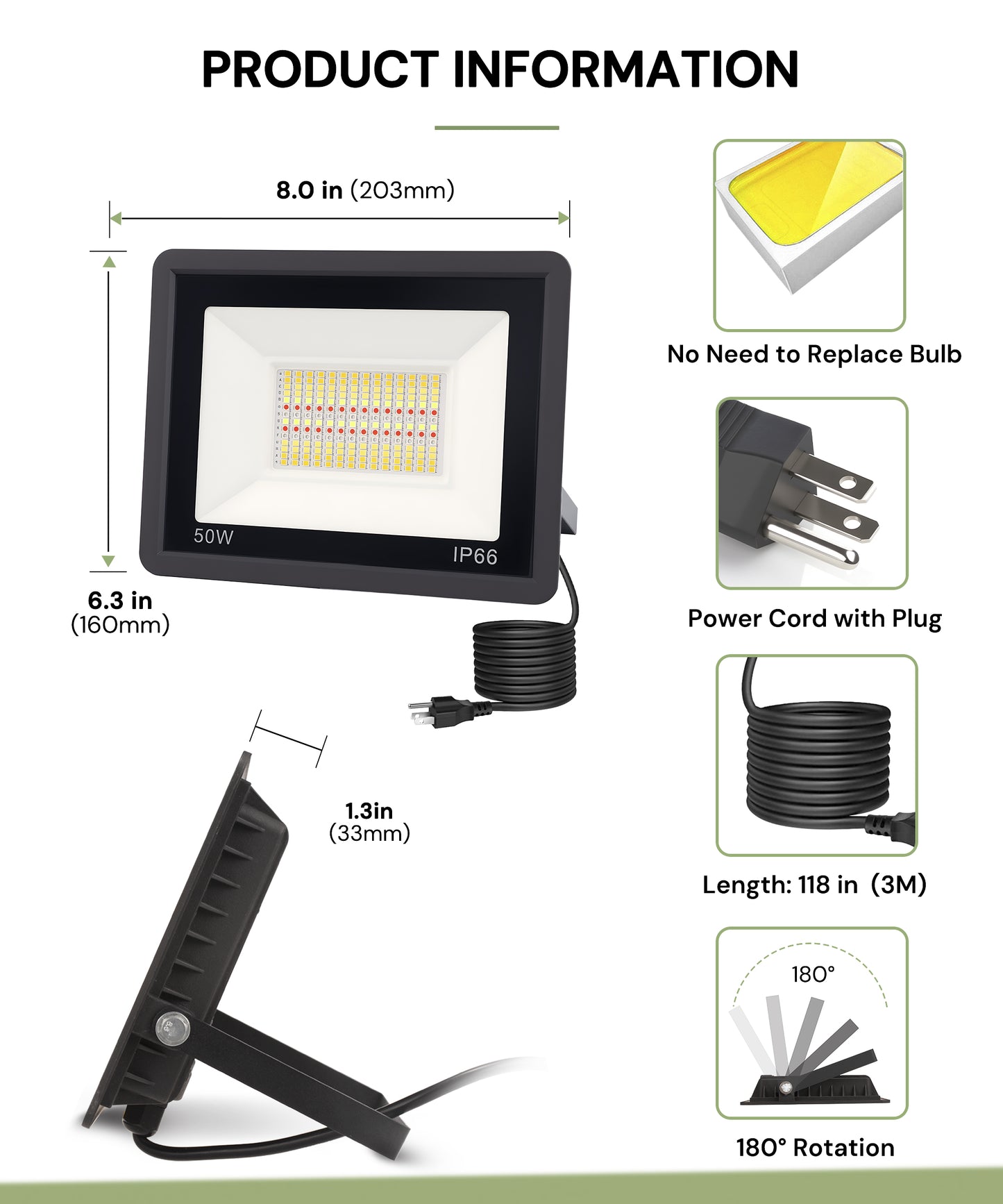 YANSUN 2-Pack Outdoor Flood Lights with Dusk to Dawn Sensor & Multi-Color, IP66 Waterproof