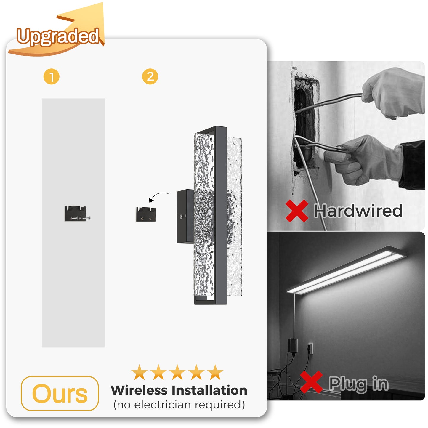 YANSUN 5 in. 2-Pack Black Square Integrated LED Vanity Light with Remote, Dimmable Modern Wall Sconce for Bedroom or Hallway