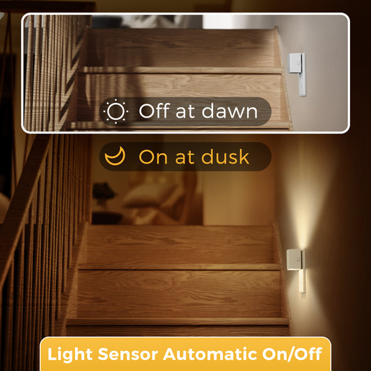 YANSUN 1-Watt Integrated LED Plug-In Square Night Light, Up-Down Illumination, Button Adjustable, Light Sensor, 2-Pack