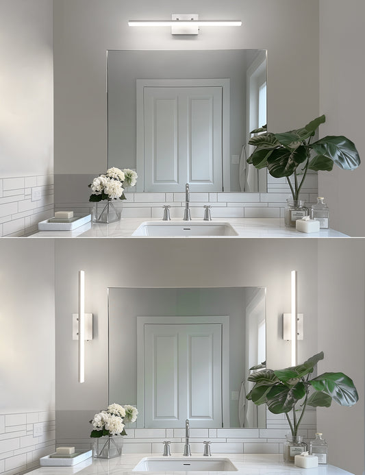 YANSUN 24 in. 24-Watt 1-Light Matte Black and Nickel LED Vanity Light, Bathroom Wall Sconce for Vanities