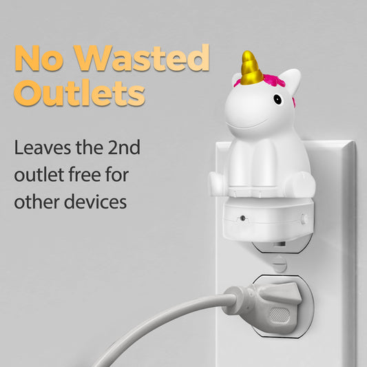 YANSUN 0.5-Watt Integrated LED Plug-In Unicorn Night Light, Color Changing, Button Adjustable, Light Sensor, 2-Pack