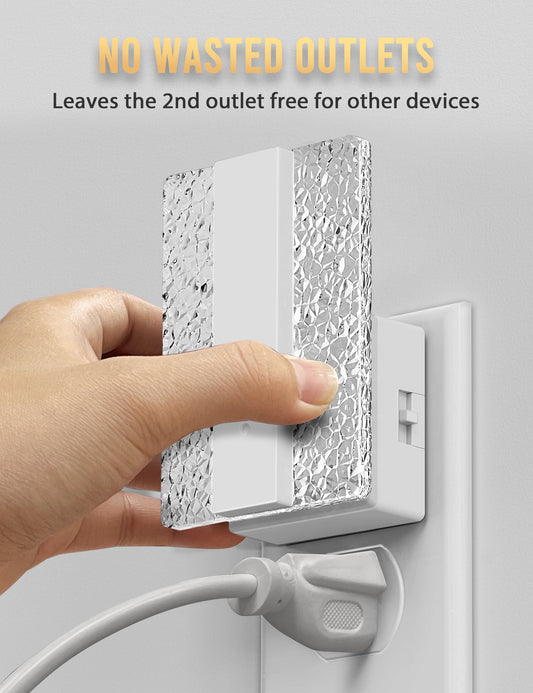 YANSUN 1W White Plug-In Night Lights with Modern Diamond Acrylic Square Cylinder, Sliding Dimming, Warm 3000K, 1-Pack