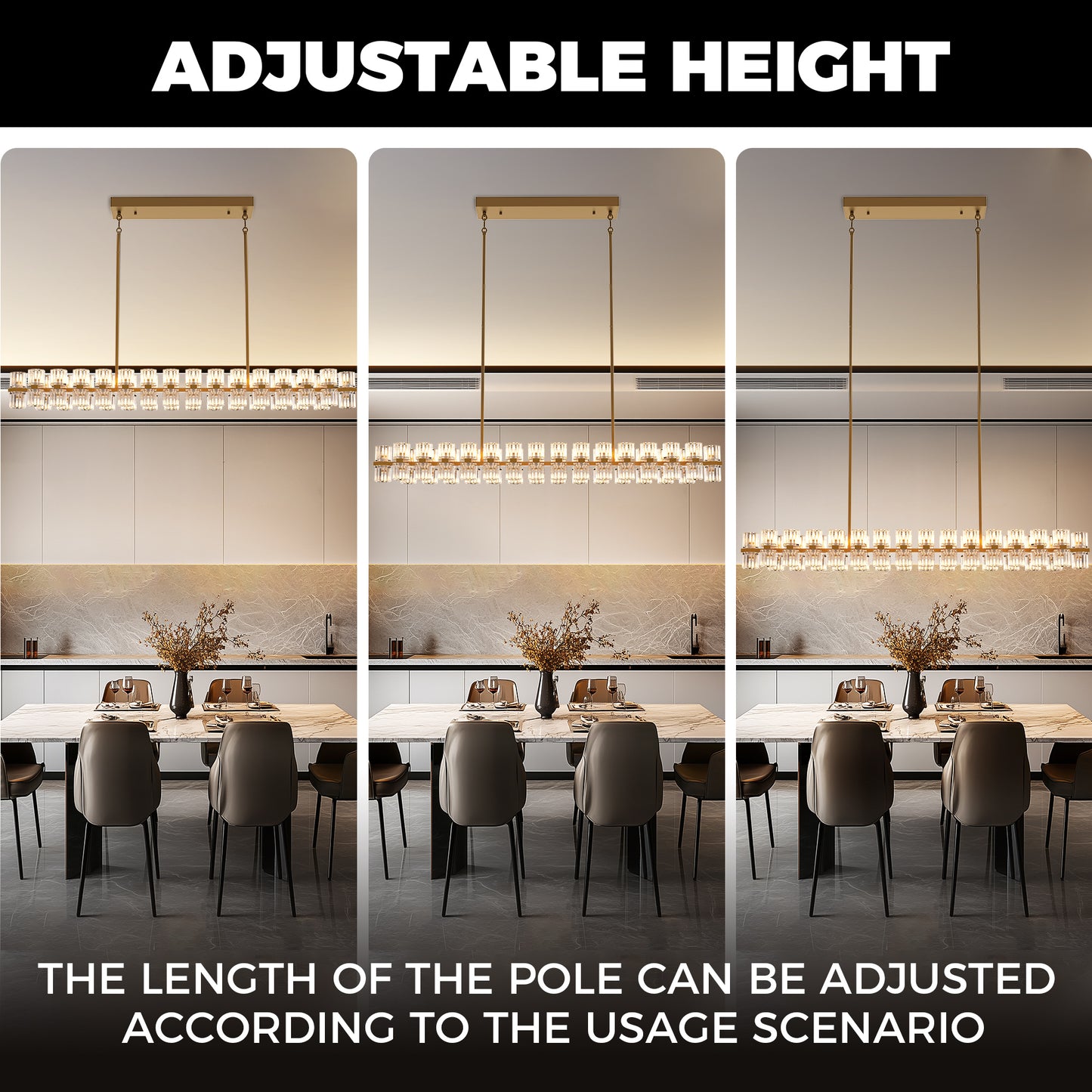 YANSUN 60-Light Gold Crystal Chandelier with Crystal Shade, 3000K Warm Light, Modern Hanging Pendant Light with 70 G9 Bulbs