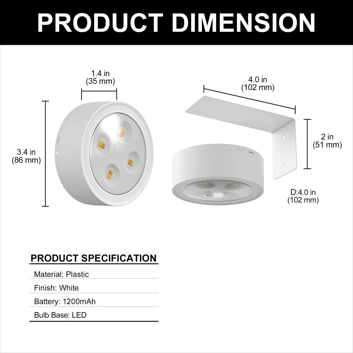 YANSUN 3-Pack White Round LED Picture Lights for Wall with Dimmable Painting Lights and Remote Timer for Paintings or Frames