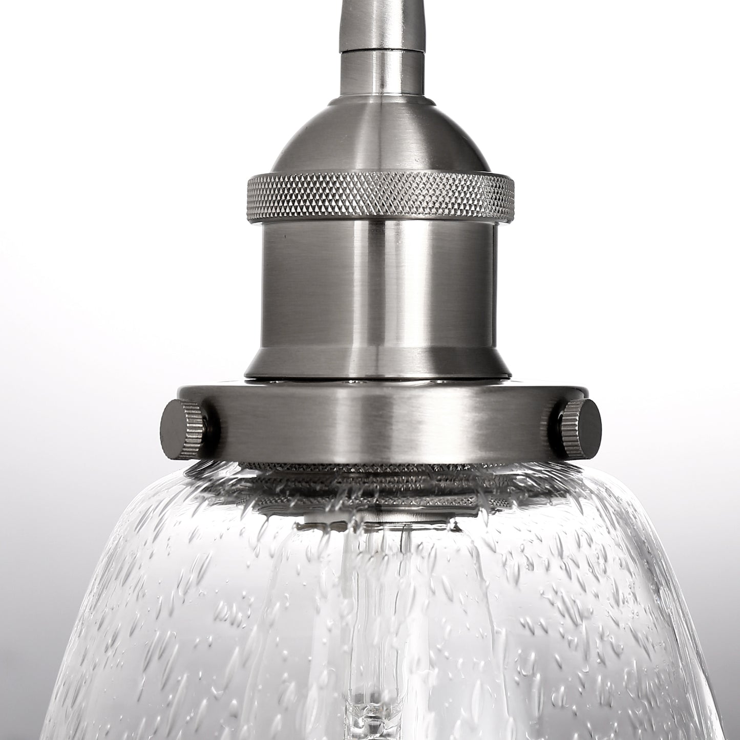 YANSUN Single-Head Pendant Light with Bubble Glass Shade, Non-Integrated Bulb, Sand Nickel Finish, E26 Socket
