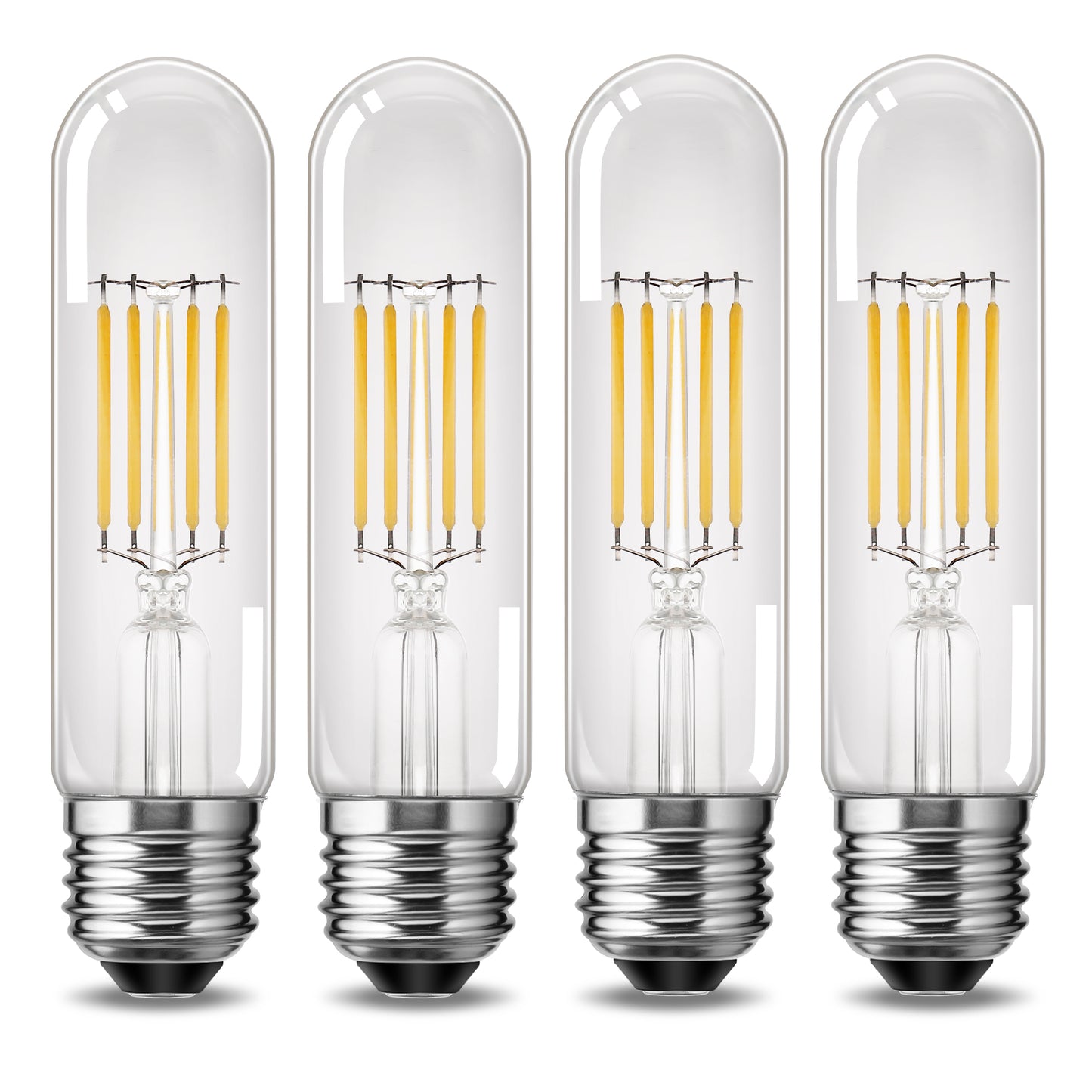 YANSUN 4-Watt 40-Watt Equivalent T30 Soft White (2700K) 5in. Edison LED Tube Bulb, Vintage Filament, Dimmable, 4-Pack