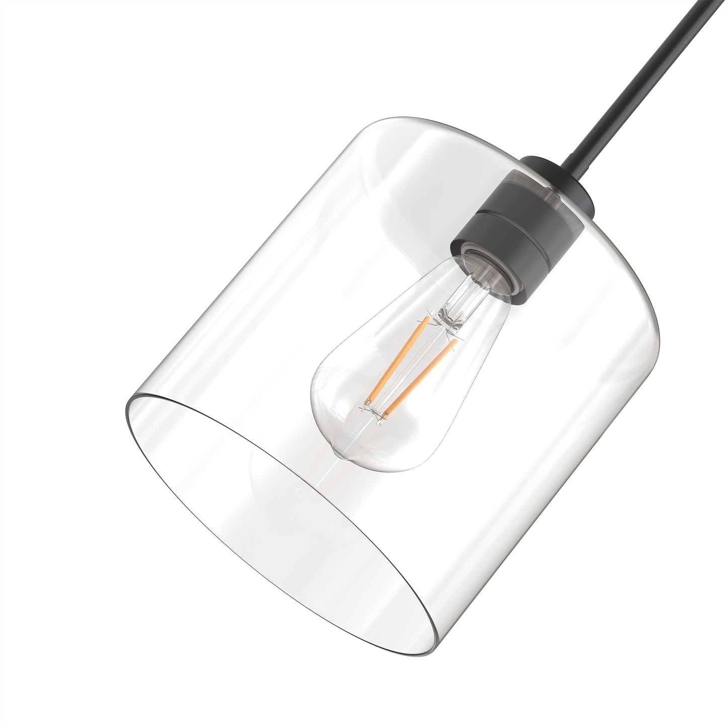 YANSUN 1 Light Modern Matte Black Pendant Light with Clear Glass Shade for Kitchen and Dining Room, No Bulbs Included
