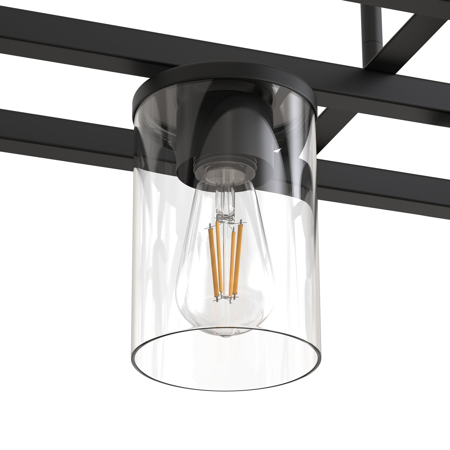 YANSUN 5-Light Rectangular Island Pendant Light in Matte Black with Adjustable Rods, E26 Bulbs Not Included