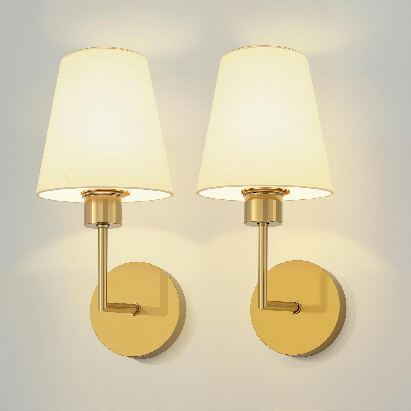 6 in. 1-Light Gold Wall Sconces with Remote, 9-Color Dimmable Wireless Rechargeable Wall Lights for Hallway (2-Pack)