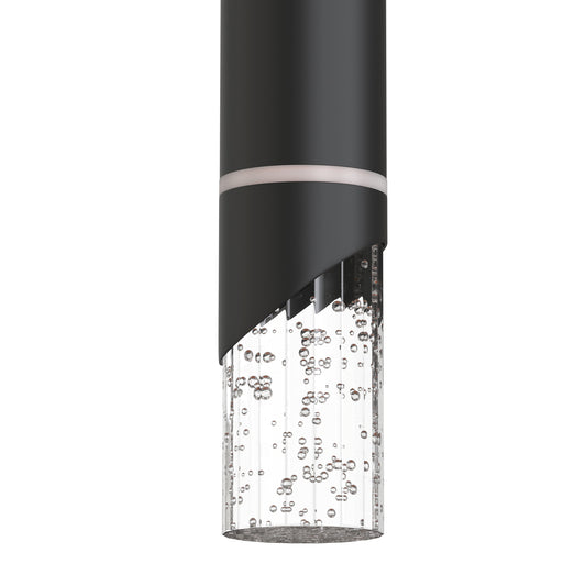 3-Pack1-Light 12W Black Integrated LED Chandeliers with Crystal Shade, Indoor Decorative Hanging Light Fixture 4000K