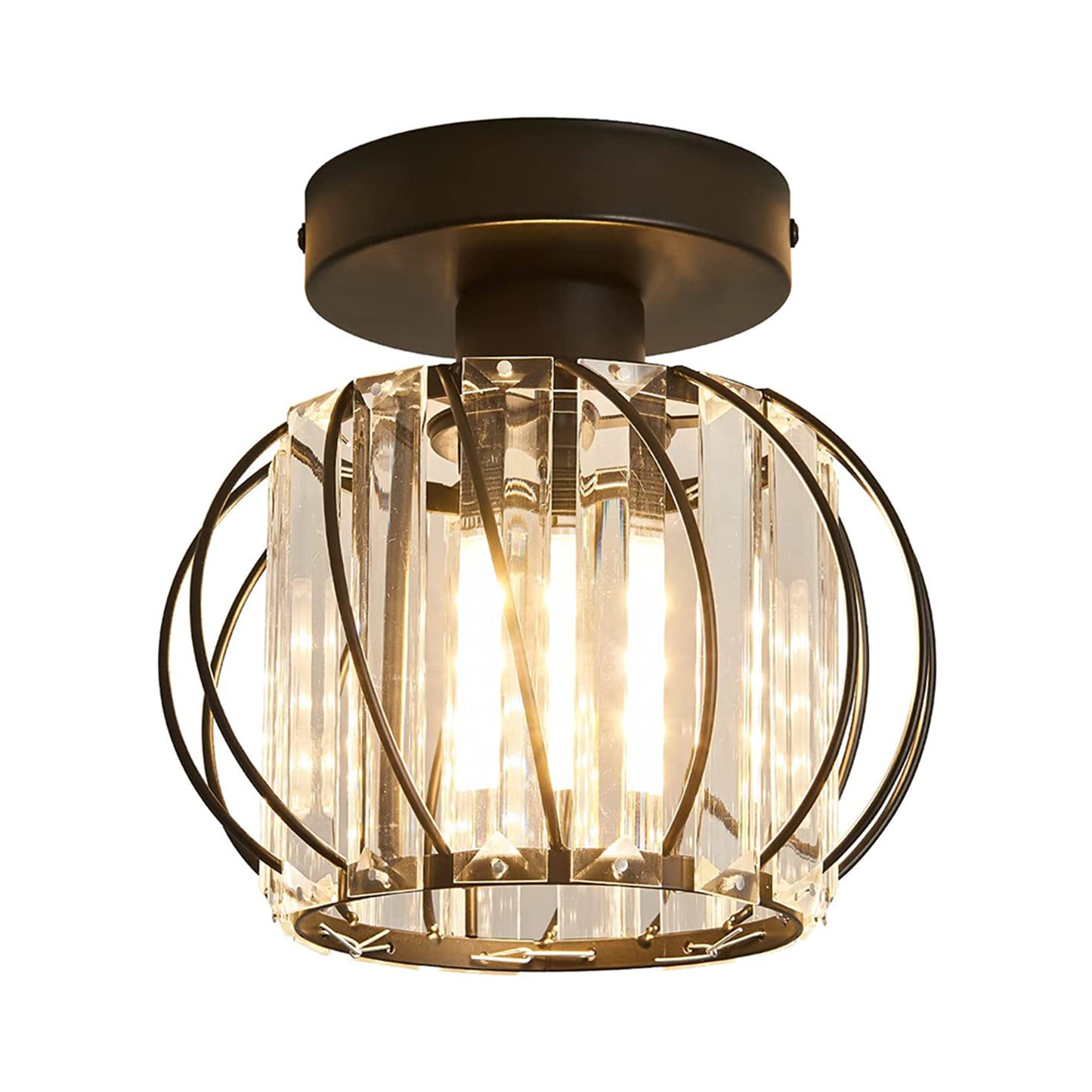 YANSUN Black Semi Flush Mount Ceiling Light Minimalist Design E26 Bulb Not Included