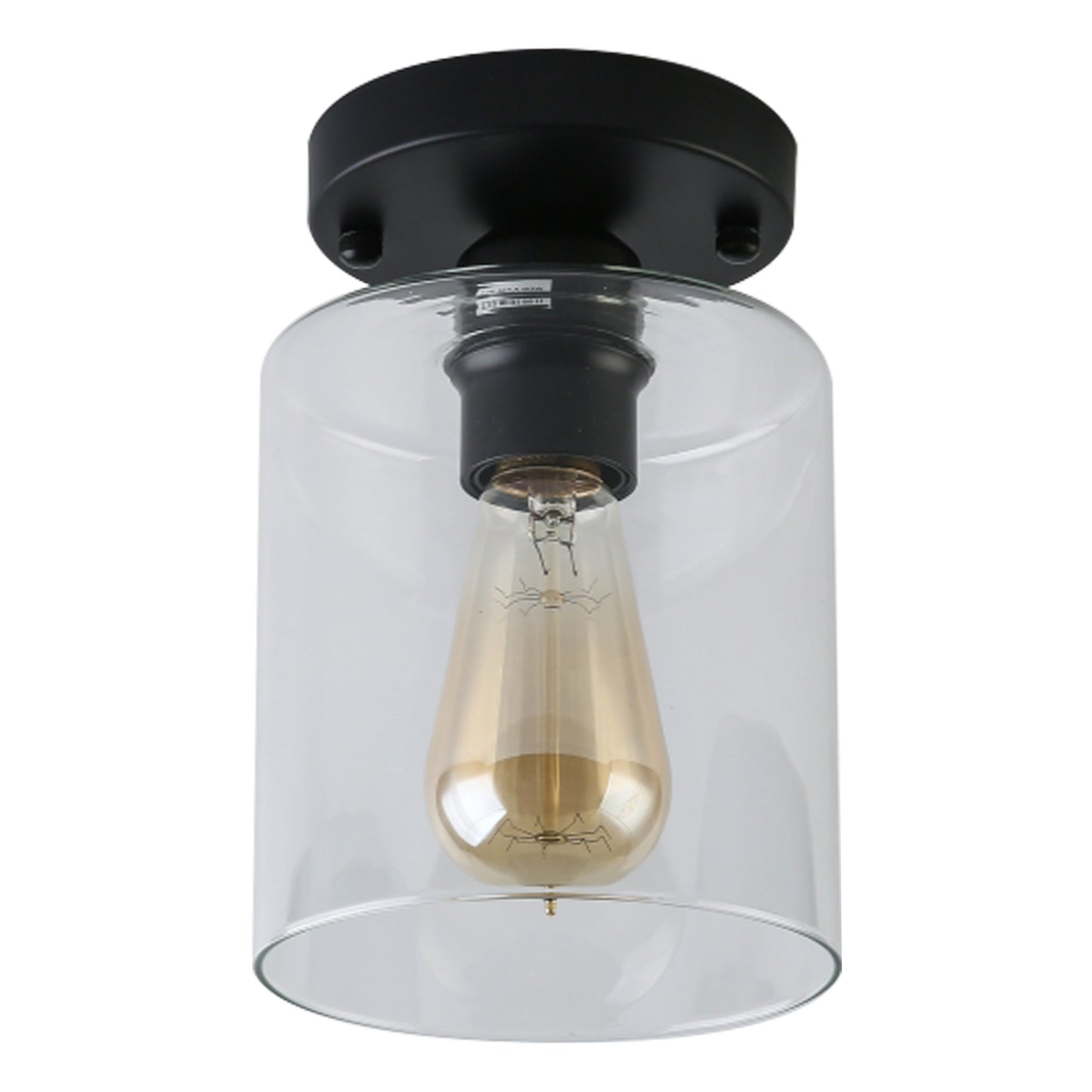 YANSUN Minimalist 1-Head Semi-Flush Mount Ceiling Light Non-Integrated E26 Black Glass Shade