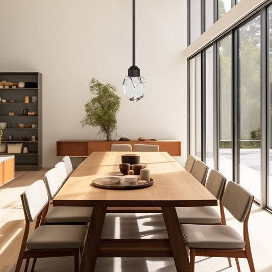 YANSUN 1-Light Modern Black Diamond Pendant Light 5W Integrated LED Hanging Ceiling Light 3000K for Kitchen Dining Room Bedroom