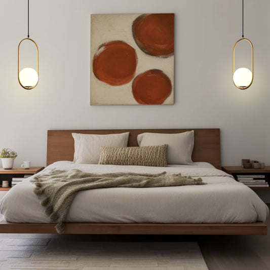 YANSUN 1-Light Modern Copper Pendant Light with White Glass Shade, No Bulb Included