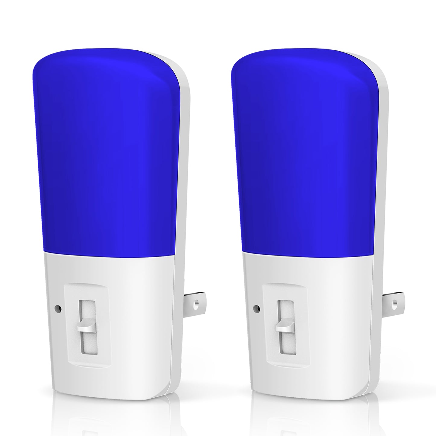 YANSUN 2-Pack 1W Plug-In Light Sensor Night Lights, Vertical Design, Blue Light (with Blue Shade), Slide Dimming, US Plug