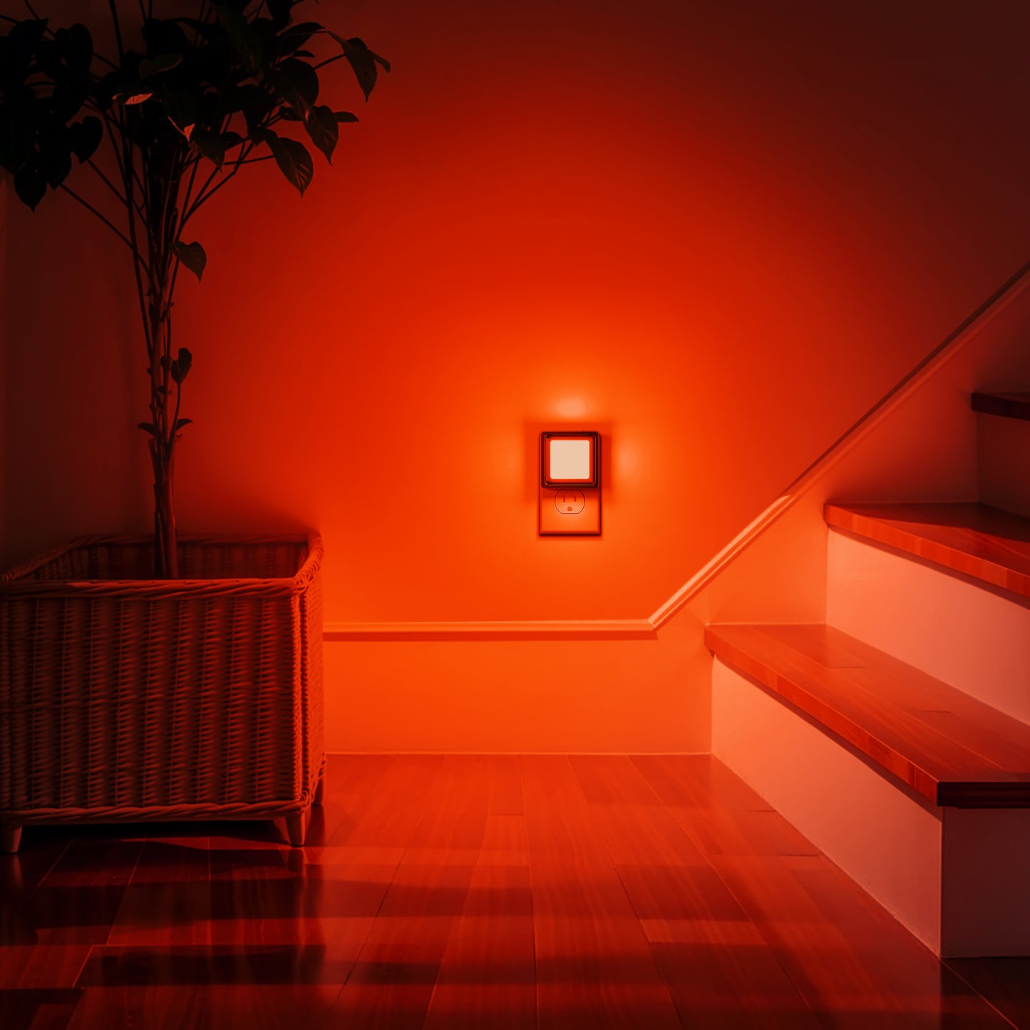 YANSUN 1-Watt Integrated LED Dimmable Plug-In Night Light, Red, Dusk to Dawn, 2-Pack