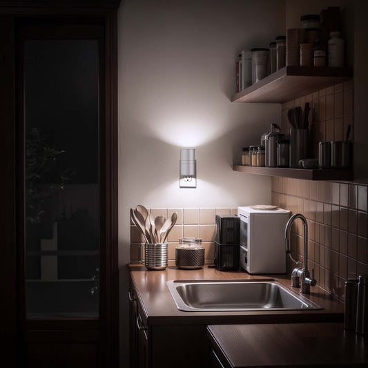 YANSUN 1-Watt Integrated LED Plug-In Night Light, Cool White 5000K, Dimmable, Light Sensor, 2-Pack for Bedroom or Hallway