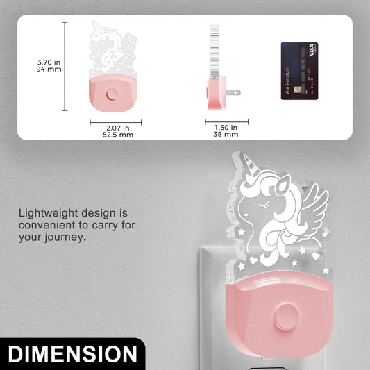 YANSUN 0.5-Watt Integrated LED Plug-In Unicorn Night Light, RGB and Warm White 3000K, Color Adjustable, Light Sensor, 1-Pack