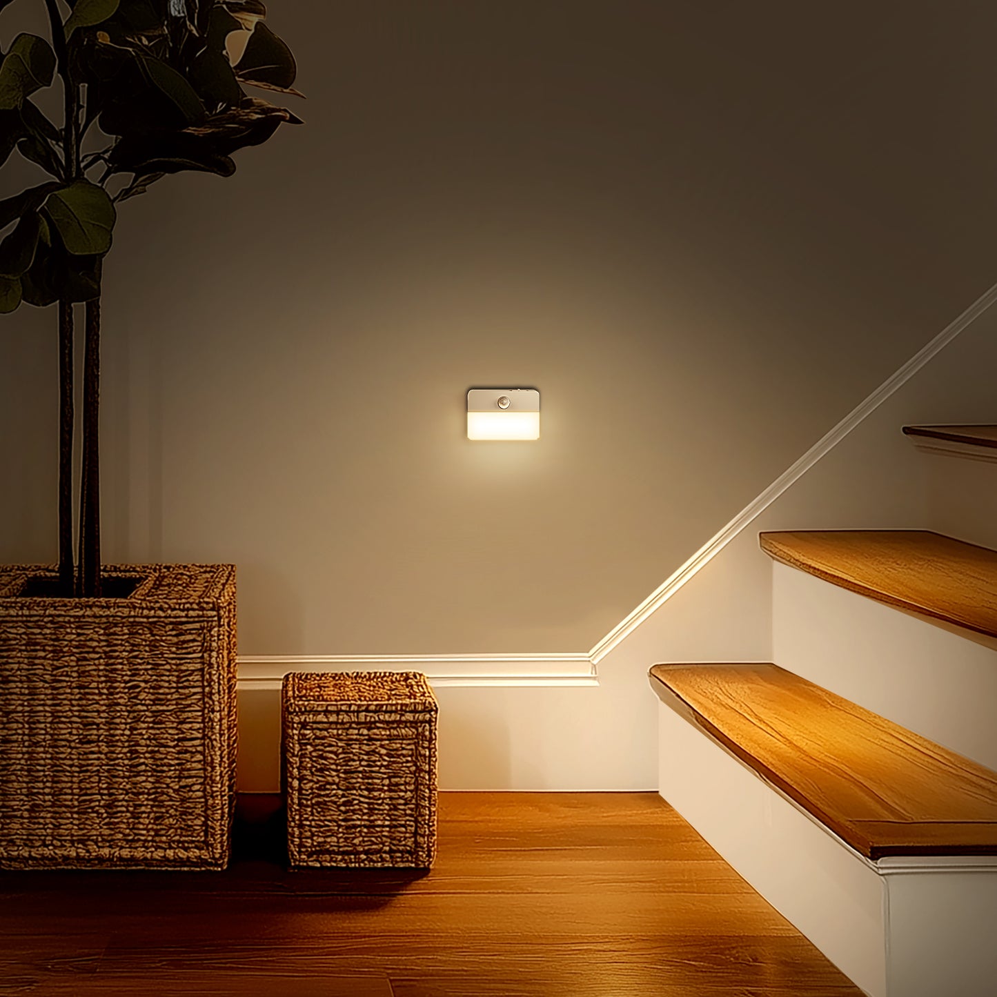 YANSUN 0.6W Motion Sensor Night Light, Warm White 3000K, Magnetic & 3M Adhesive Mount, Auto ON/OFF, Bedroom & Hallway Lighting