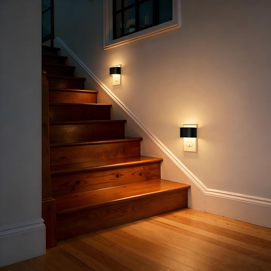 YANSUN 4-Pack 0.5W Plug-in Night Light with Photo Sensor, Semi-Arc Up & Down Wall Light, 3000K Warm White