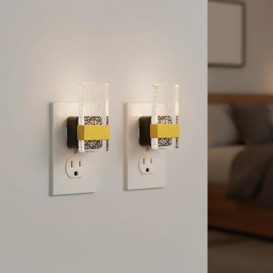 YANSUN 2-Pack Dimmable Plug-in Night Light Dusk to Dawn Sensor Acrylic Wall Style Lamp 2700K Warm Light