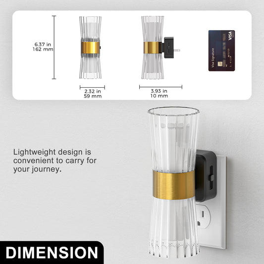 YANSUN 1-Watt Plug-in Light Sensor Night Light with Sliding Dimmer, Warm White 3000K, Black & Copper, 2-Pack