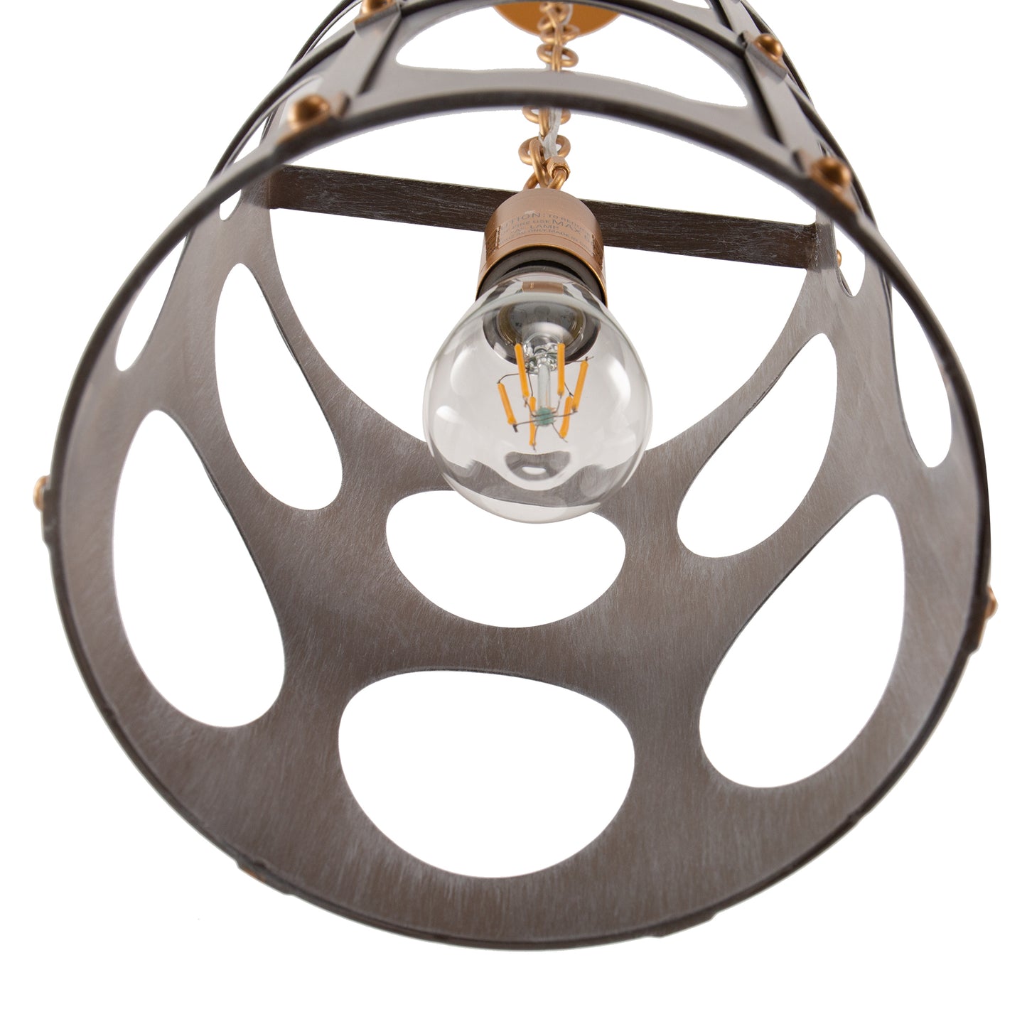 YANSUN 1-Light Wood Grain Pendant Light with Gold Rivet Accent Modern Hanging Ceiling Light E26 for Kitchen Dining Room Bedroom