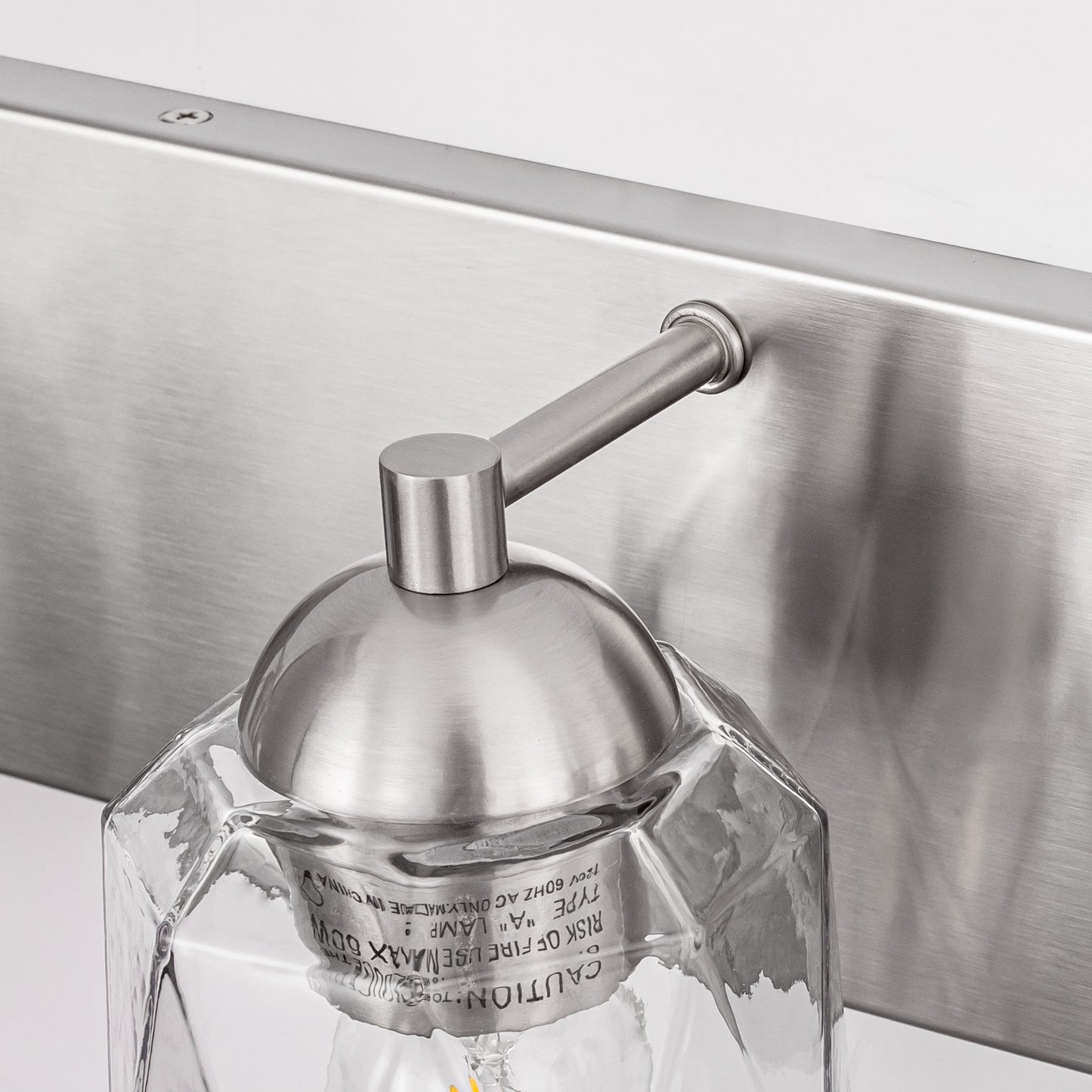 YANSUN 22 in. 3-Light Nickel Metal Vanity Light with Glass Shade Dimmable No Bulbs Included