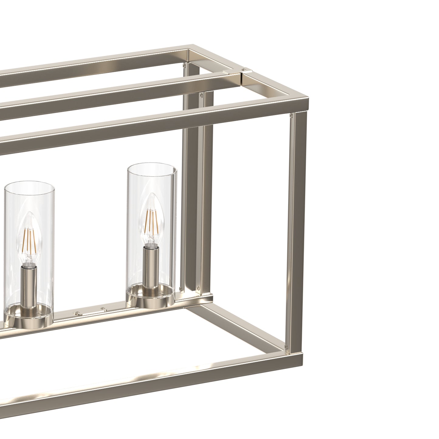 YANSUN 5-Light KD Pendant Island Light with Clear Glass Shades, Sand Nickel Finish, E12 Bulbs Not Included