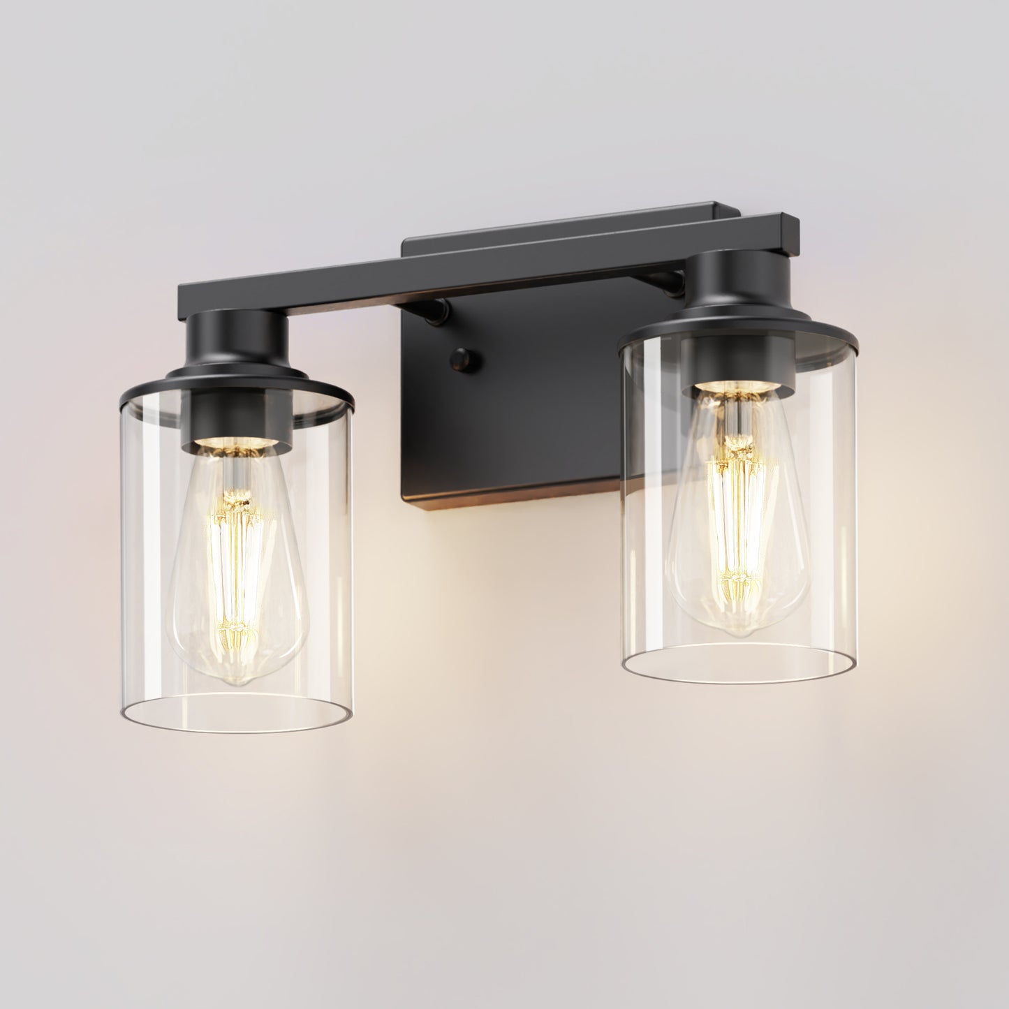 YANSUN 2-Light Black Vanity Light with Metal Frame E26 Bulb Not Included