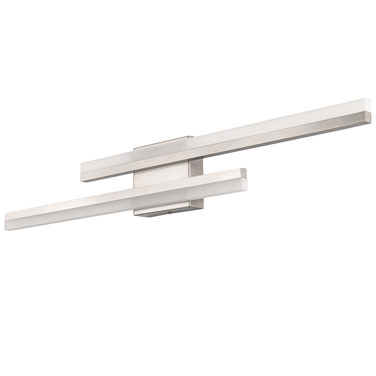 YANSUN 2-Light Minimalist Nickel LED Wall Sconce with Frosted Acrylic Shade, Modern Accent Light for Powder Room