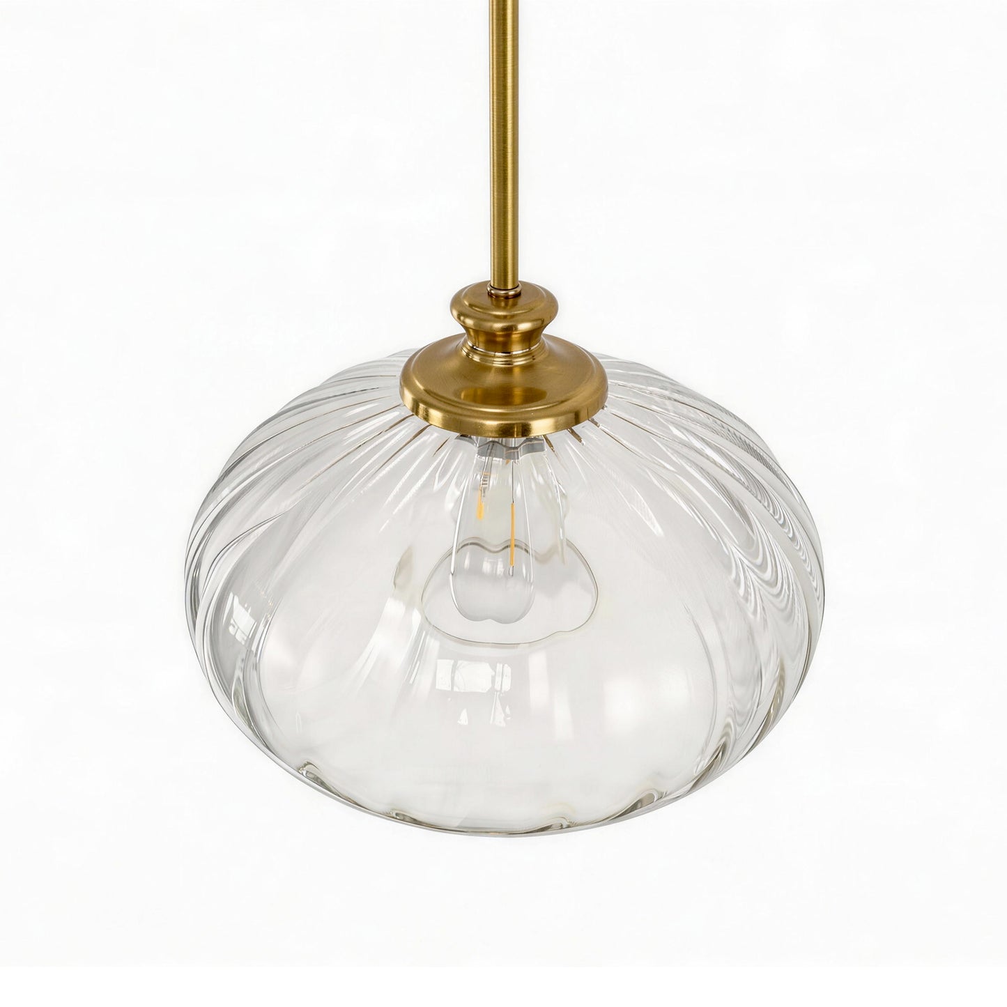 YANSUN 1-Light Copper Pendant Light Ceiling Light, with Clear Glass Shade, Adjustable Rods and E26 Base for Kitchen, Diningroom