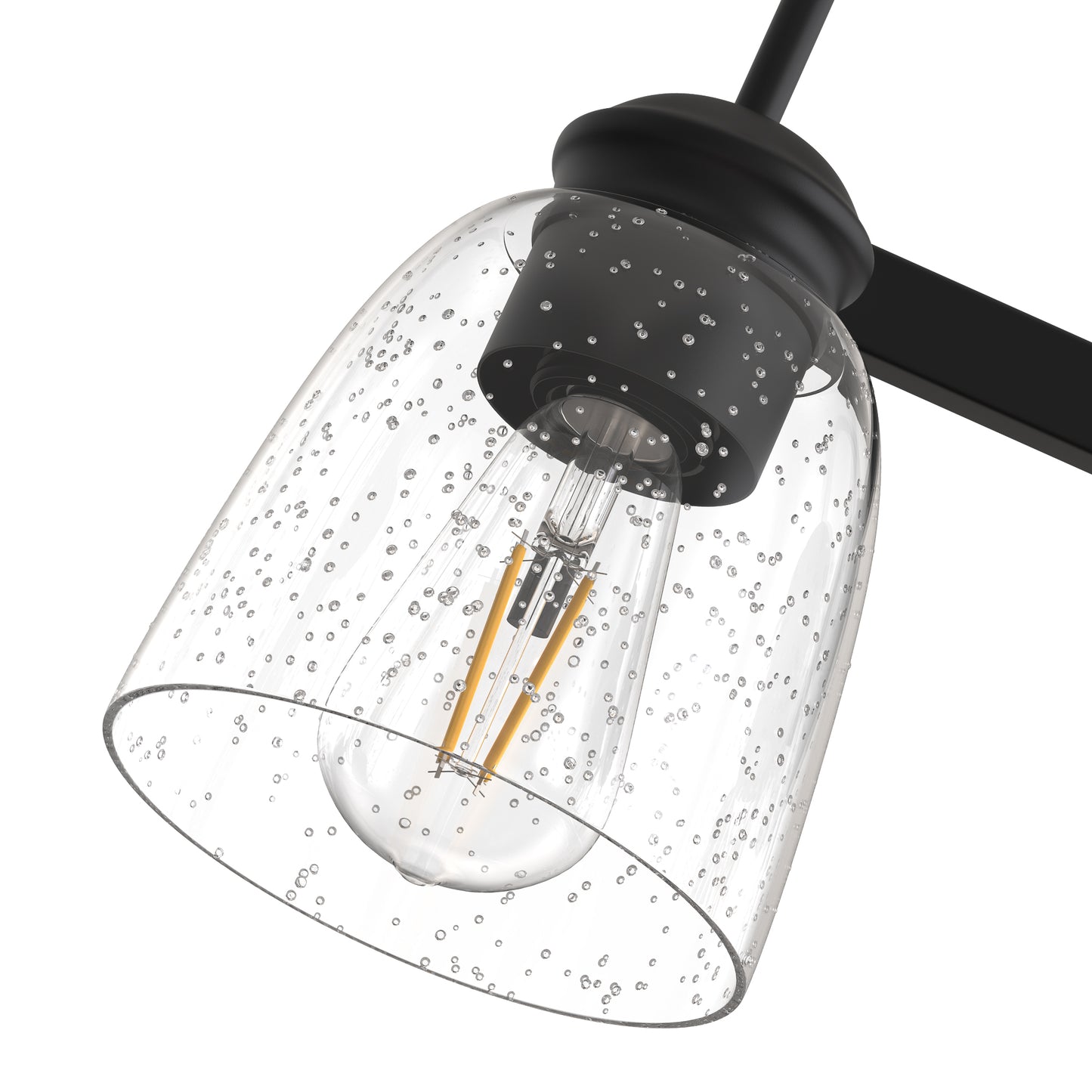 YANSUN 25.2 in KD 4-Light Vanity Light with Teardrop Glass Shades and Matte Black Powder-Coated Finish, E26 Bulbs Not Included