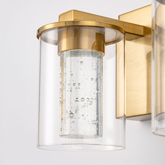YANSUN 17 in. Modern 3-Light Gold Crystal Integrated LED Vanity Light for Bathroom, Dimmable with Adjustable White