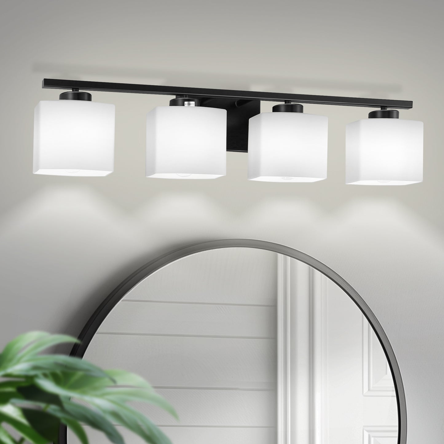 YANSUN 5.5 in. Milky White Square Glass Lamp Shade, Frosted Accessory Cover, Modern Glass Fixture Replacement for Ceiling or Wall Light