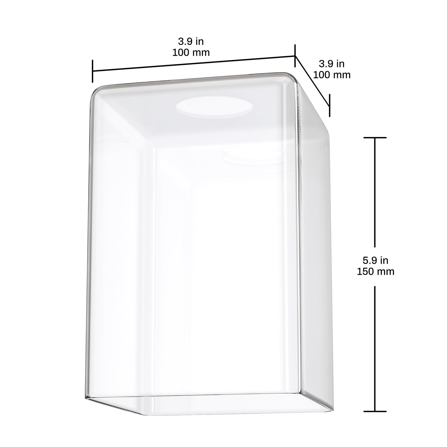 YANSUN 5.9 in. H Clear Square Glass Lamp Shade Replacement Accessory for Ceiling or Wall Light Fixtures