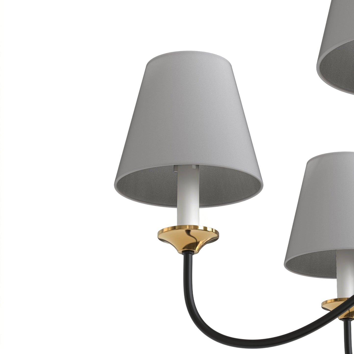 YANSUN 6-Light Drum Chandelier with Linen Shades, Black & Brushed Copper Finish, 36.7-Inch Diameter, 85-Inch Height, ETL
