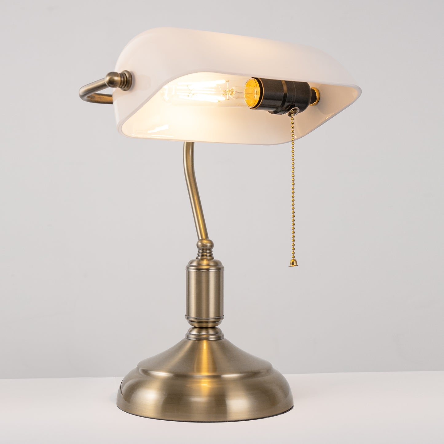 YANSUN 1-Light Table Lamp, Copper Finish, White Shade, E26 Socket, Bulb Not Included