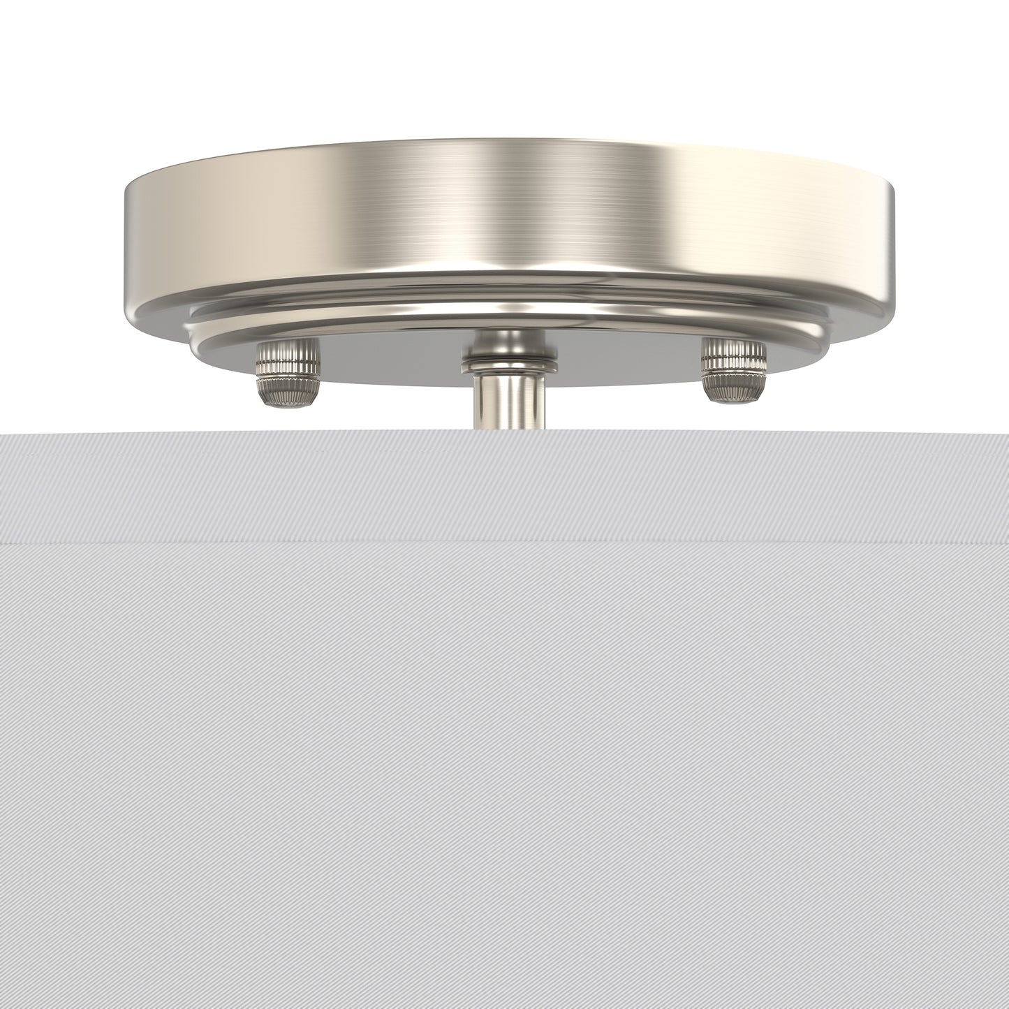 YANSUN 16 in. 2-Light Drum White Semi Flush Mount Ceiling Light with Fabric and Acrylic Shade for Living Room, Hallway, Bedroom
