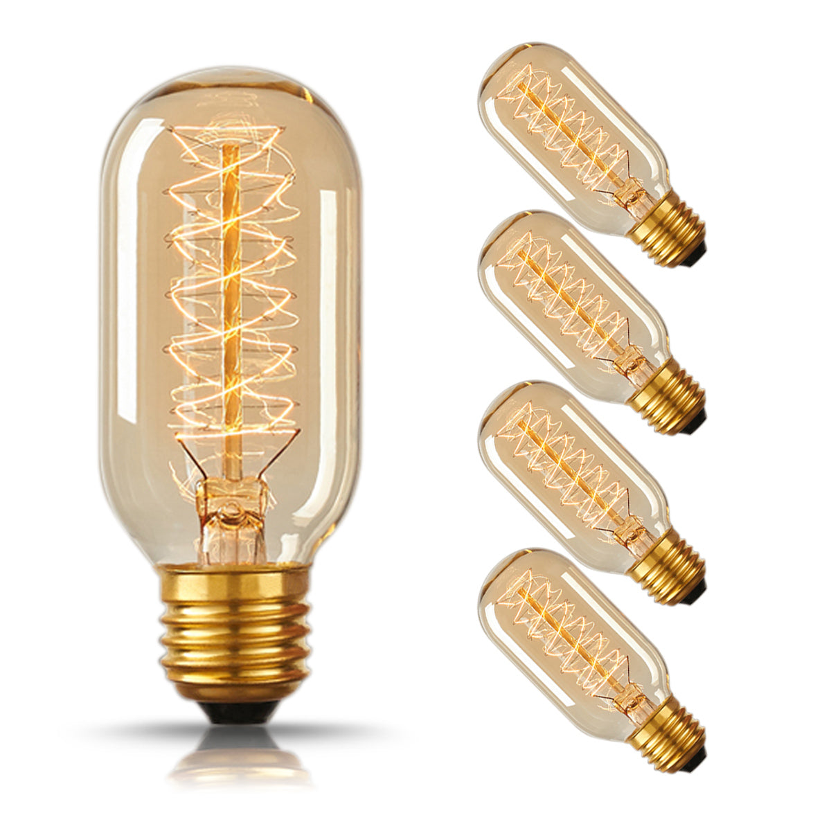 YANSUN 40-Watt Equivalent, T45 Soft White (2700K) Edison Incandescent Bulbs, Dimmable (4-Pack)