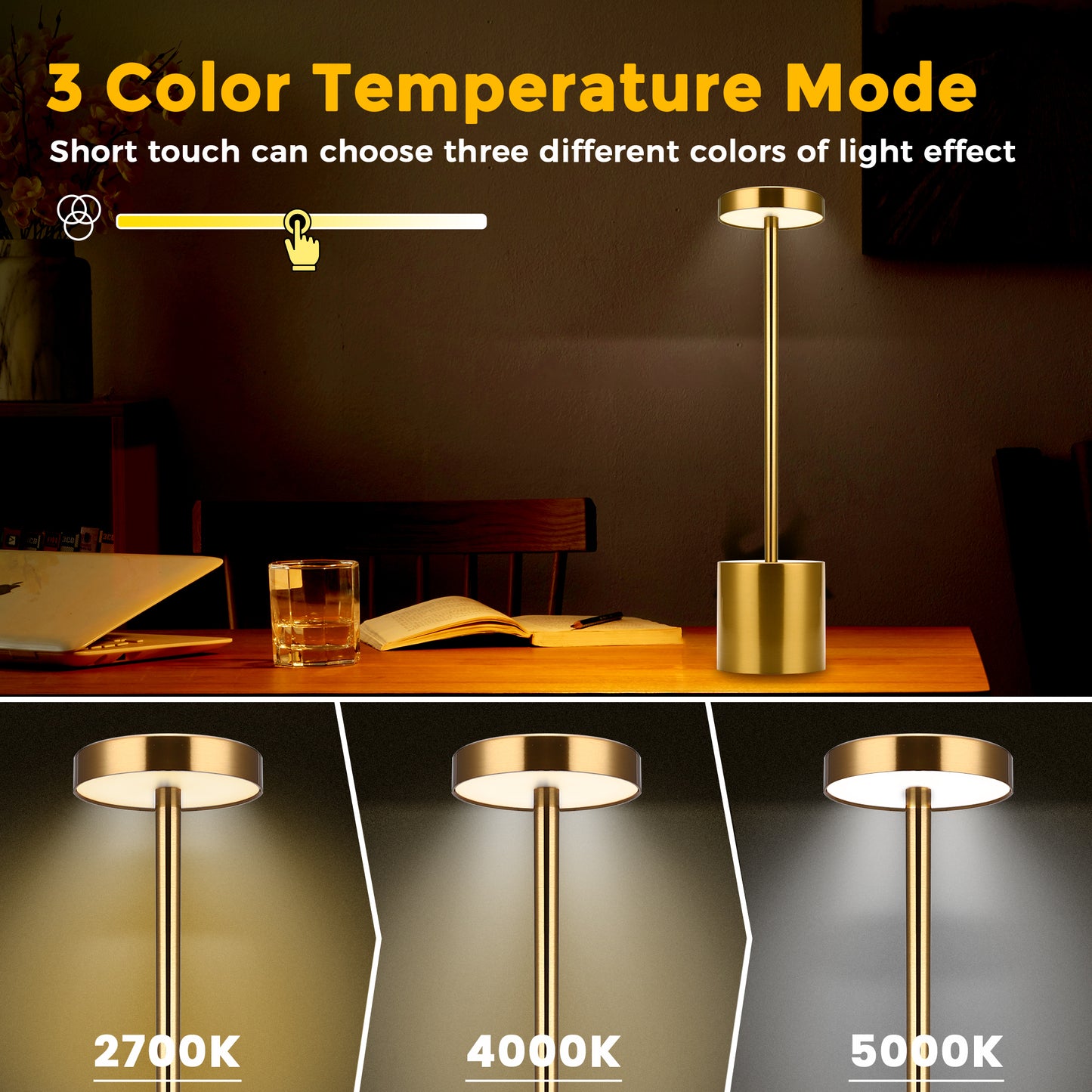 YANSUN Series 10 in. Gold Dimmable Integrated LED Task and Reading Desk Lamp with USB Port and Adjustable Lamp Head