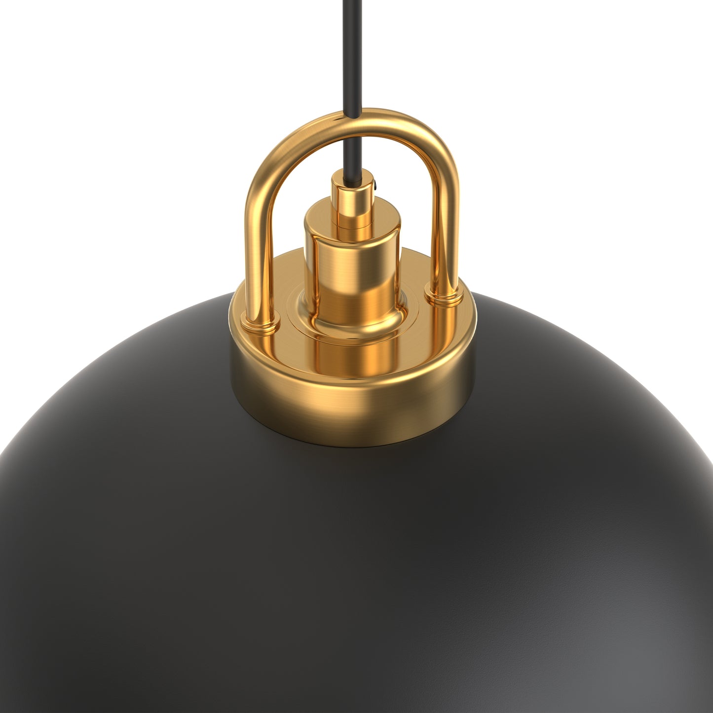 YANSUN Set of 2 KD Pendant Lights with Black and Gold Leaf Interior, Integrated LED, 5W, 110V