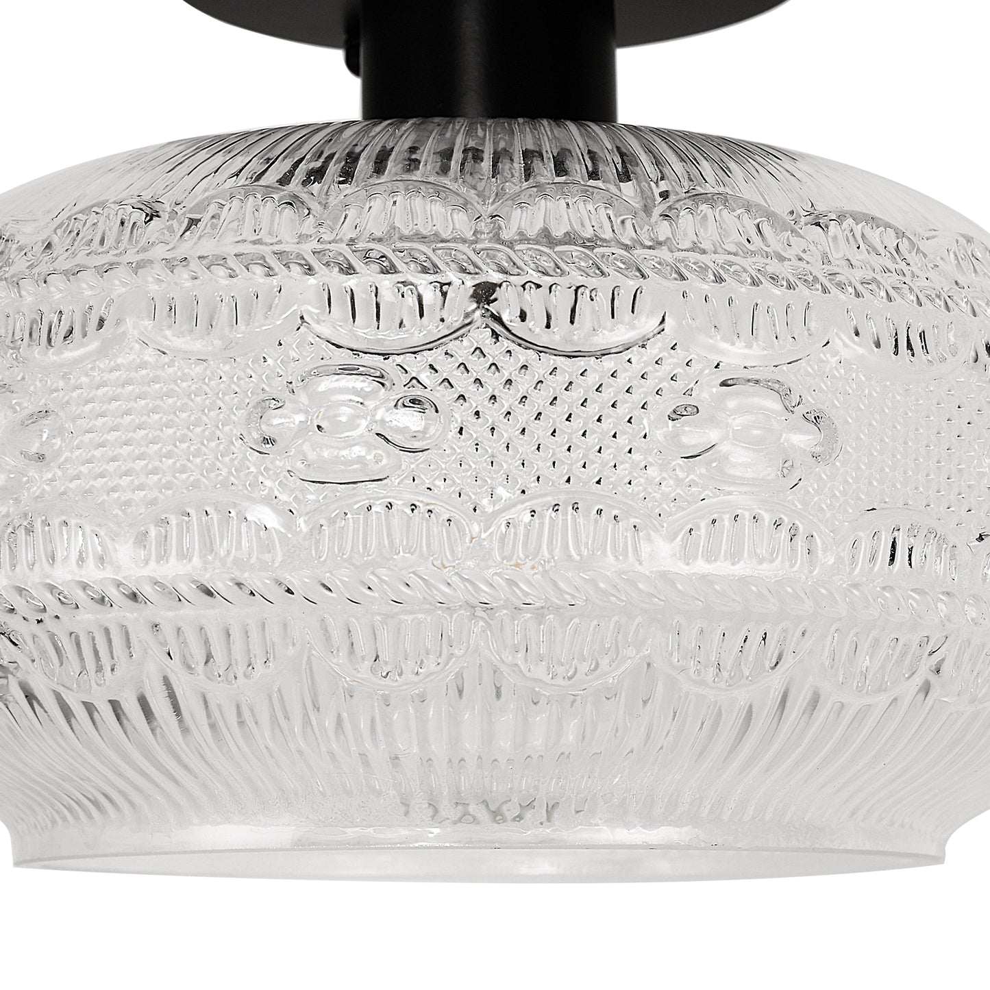 YANSUN 1-Light Matte Black Semi Flush Mount Ceiling Fixture with Globe Glass Shade for Bedrooms, Bathrooms, Hallways, and Living rooms