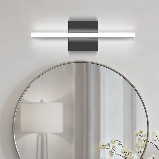 YANSUN 24-Inch Vanity Mirror Light with Frosted Acrylic Panel, Integrated LED 6000K Cool White, 1250 Lumen, Matte Black Finish