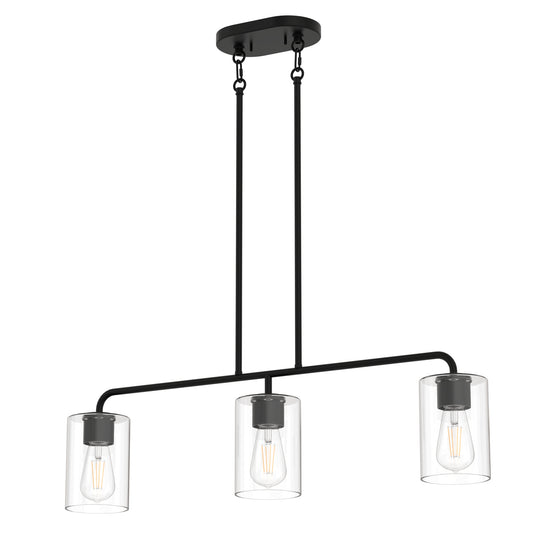 YANSUN 3-Light Island Pendant Light Fixture, Black, E26, No Bulbs, No Glass