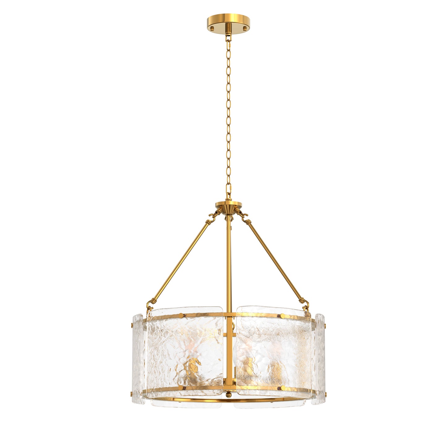YANSUN 5-Light Chandelier with Pressed Curved Glass Shades Copper Finish E12 Bulb Not Included